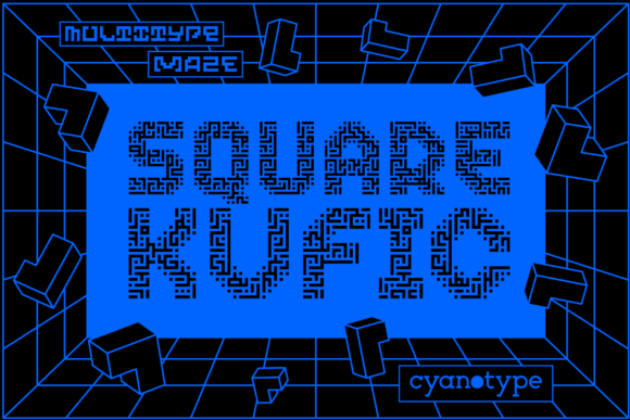 MultiType Maze Square Kufic: The Pixelated Display Font for Bold Campaigns